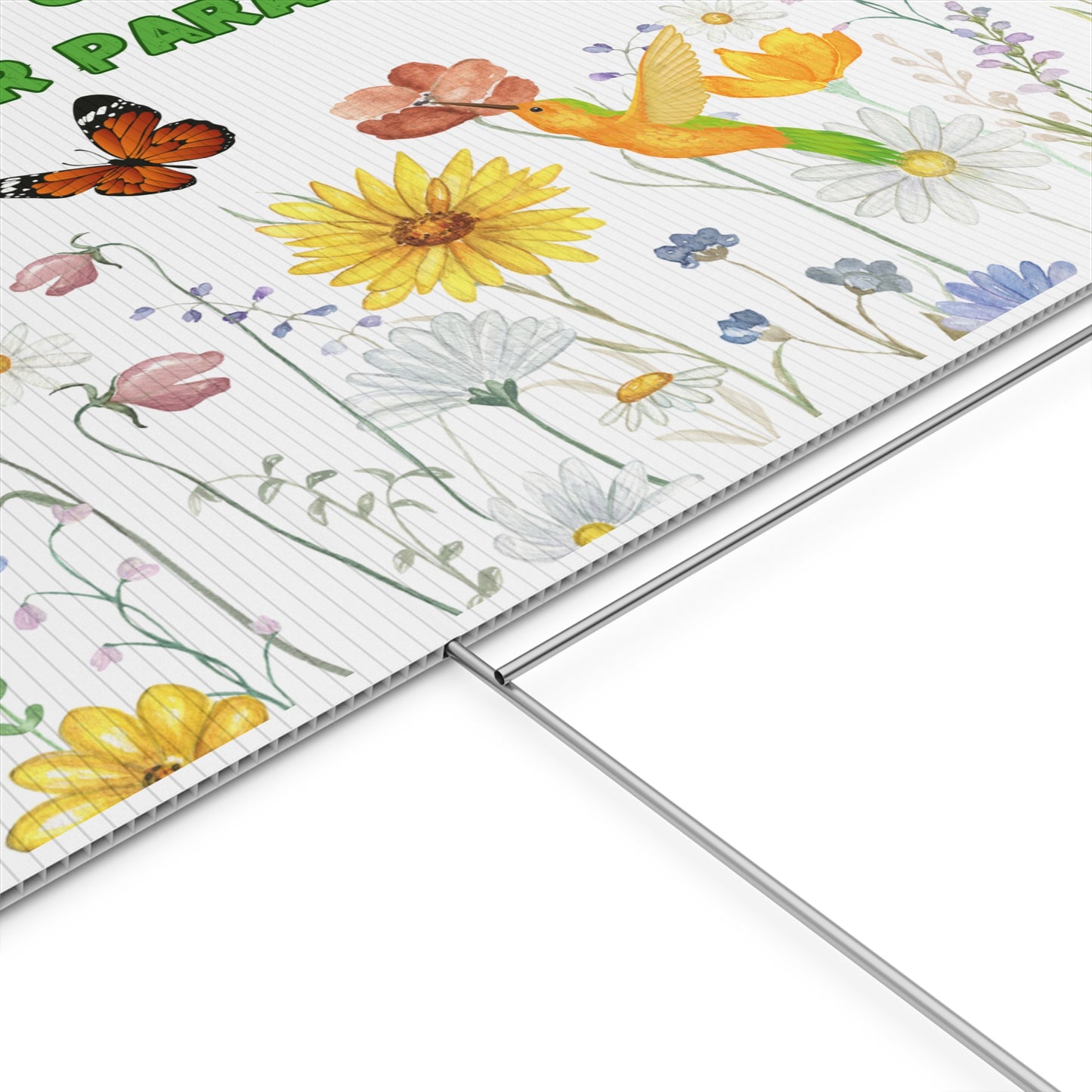 Garden Sign - Pollinator Paradise - No Mow, Just Grow - Eco-Friendly Decoration