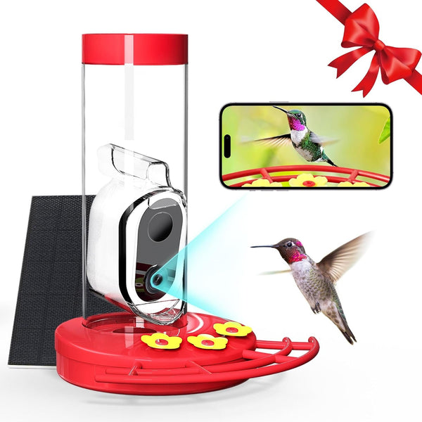 Hummingbird Feeder Camera Solar WiFi Smart AI Motion Detection 20oz